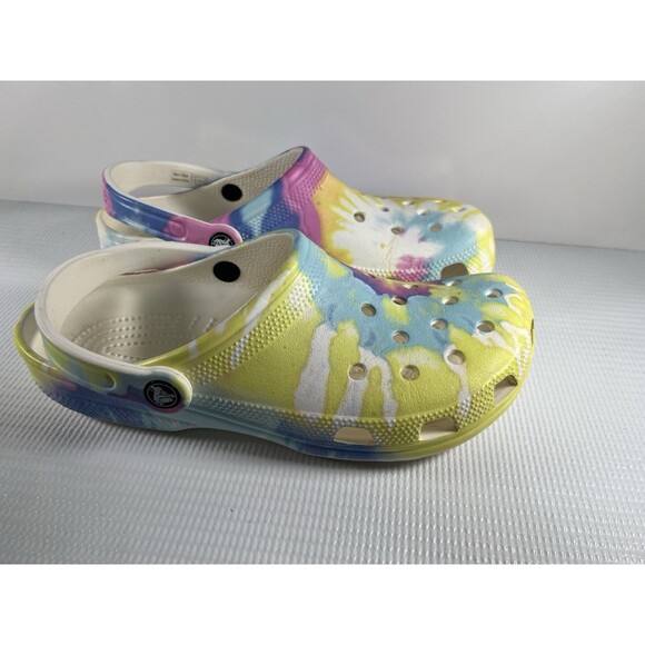 CROCS Shoes - CROCS Classic Tie Dye Adult Clogs Men-8; Women-10 Casual Water Sandals Multi